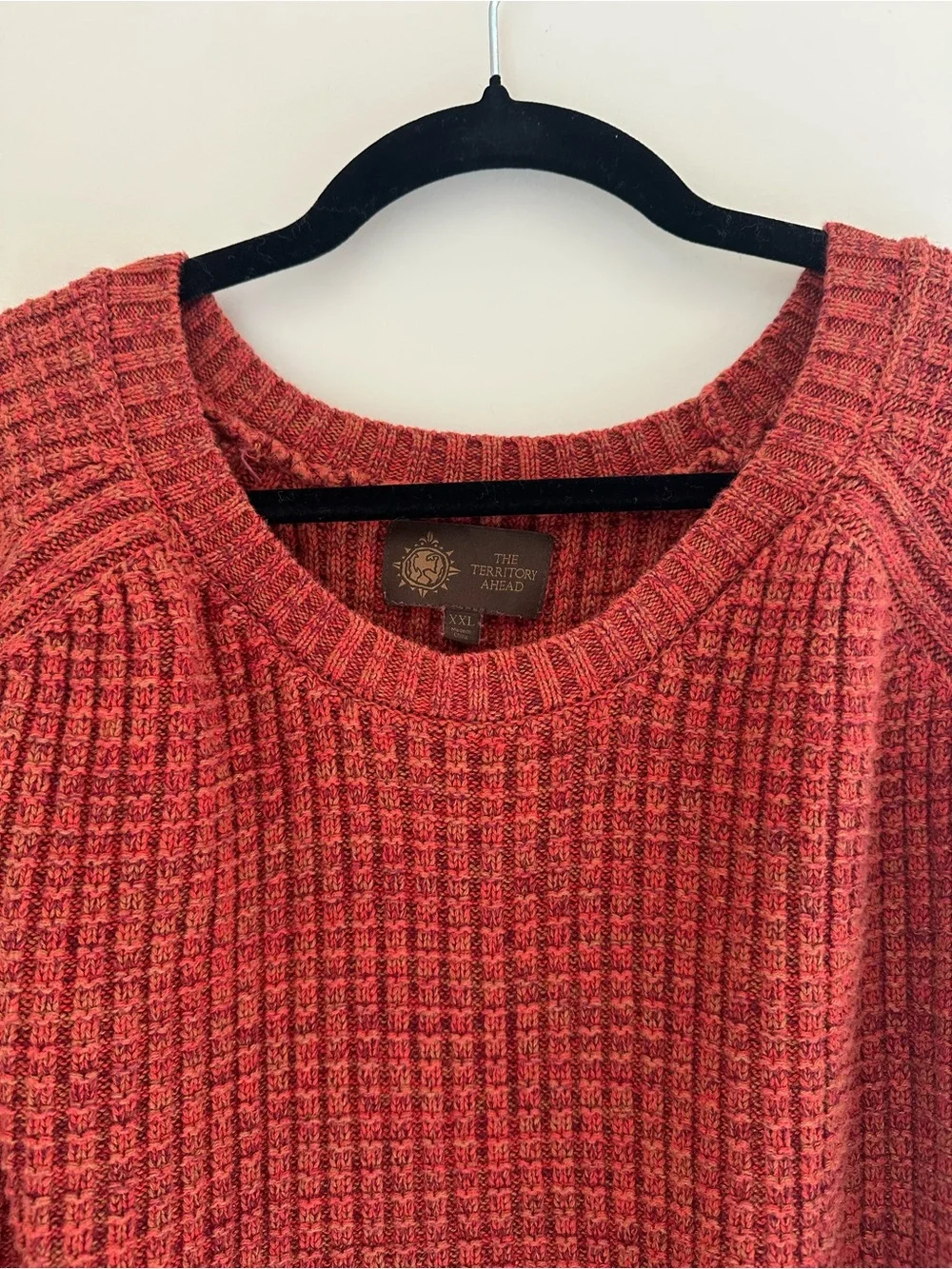 The Territory Ahead Men’s XXL Textured Knit Crewneck Sweater Rust Cotton
